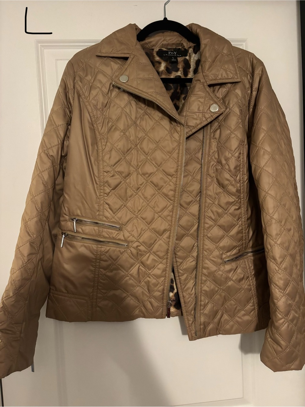 Preston & York Quilted Light Brown Moto Jacket